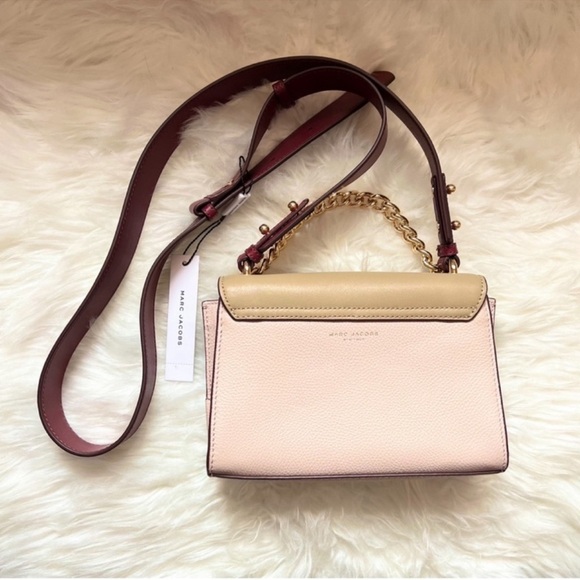 New! Marc Jacobs Tuck Lock Pebbled Leather Crossbody Shoulder Bag in Rose Dust - Picture 7 of 11